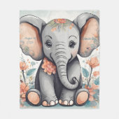 Aanpasbare Whimsical Baby Olifant Fleece Deken (Voorkant)