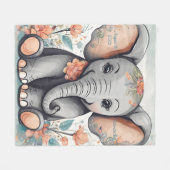 Aanpasbare Whimsical Baby Olifant Fleece Deken (Voorkant (Horizontaal))