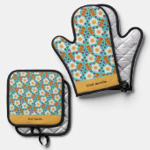 Aanpasbare Whimsical Ei en Bacon Ovenwant & Pannenlap Set (Voorkant / Achterkant)