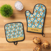 Aanpasbare Whimsical Ei en Bacon Ovenwant & Pannenlap Set (Top down)