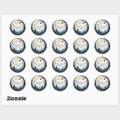 Aanpasbare Whimsical Kerstwensen Ronde Sticker (Vel)