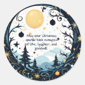 Aanpasbare Whimsical Kerstwensen Ronde Sticker (Voorkant)