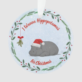 Aanpasbare "Wil een nijlpaard voor kerst"  Ornament