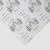 Aanpasbare Winter Bos Konijn Baby Shower Tissuepapier (Detail)