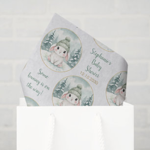 Aanpasbare Winter Bos Konijn Baby Shower Tissuepapier