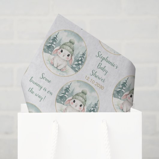 Aanpasbare Winter Bos Konijn Baby Shower Tissuepapier (Cadeauzakje)