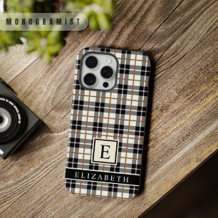 Aanpasbare Wit Zwart Grijs Rood Geruit iPhone 15 Pro Max Case