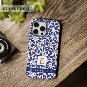 Aanpasbare Witte Bloemen Blauwe Bladeren Bloemen iPhone 15 Pro Max Case