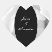 Aanpasbare Witte Roos | Elegant Bloemendesign Hart Sticker (Voorkant)