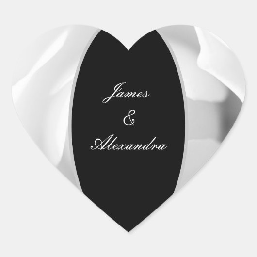 Aanpasbare Witte Roos | Elegant Bloemendesign Hart Sticker (Voorkant)