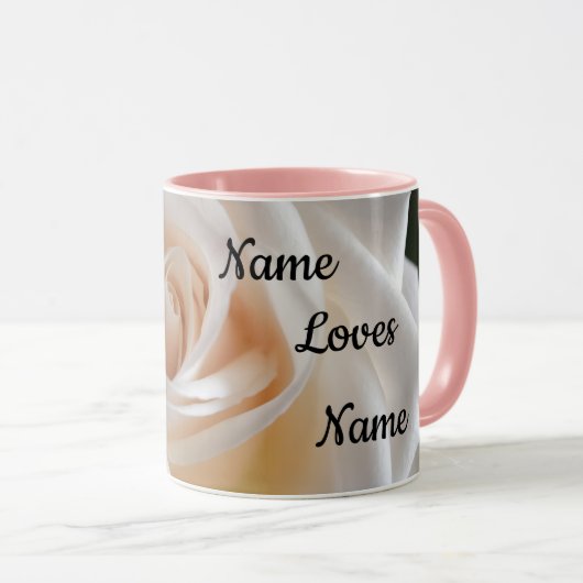 Aanpasbare witte roos "Love You" mok (Voorkant rechts)