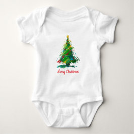 Aanpasbare Xmas Boom Olie Schildering Korte Mouwen Romper