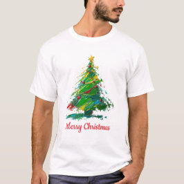 Aanpasbare Xmas Boom Olie Schildering Kunststijl T-shirt