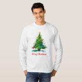 Aanpasbare Xmas Boom Olie Schildering Lange Mouwen T-shirt (Voorkant volledig)