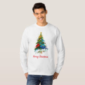 Aanpasbare Xmas Boom Olie Schildering Lange Mouwen T-shirt (Voorkant volledig)