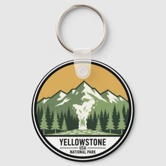 Aanpasbare Yellowstone National Park-sleutelhanger Sleutelhanger (Voorkant)