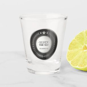 AANPASBARE ZILVEREN KAMPIOEN MEDAILLE MET EIGEN OP SHOT GLAS