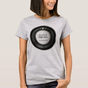 AANPASBARE ZILVEREN KAMPIOEN MEDAILLE MET EIGEN OP T-SHIRT