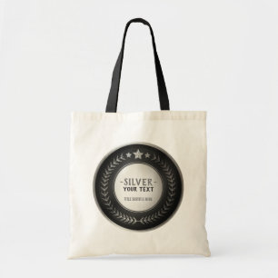 AANPASBARE ZILVEREN KAMPIOEN MEDAILLE MET EIGEN OP TOTE BAG