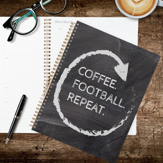 Aanpasbare zin Koffie. Voetbal. Herhalen. Planner