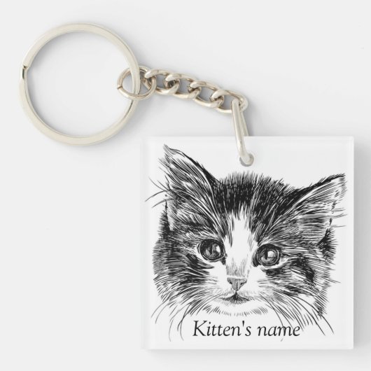 Aanpasbare Zoete kleine Kitten Sleutelhanger (Voorkant)