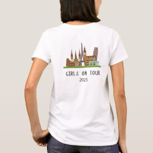 AANPASBARE ZOMER EUROPA VACATIE MEISJES OP TOUR T-SHIRT