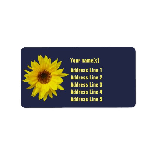 Aanpasbare zonnebloem Adresetiketten Etiket (Voorkant)