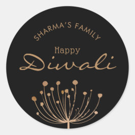 Aanpasbare zwart en goud Diwali Ronde Sticker