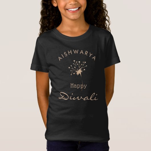 Aanpasbare zwart en goud Diwali T-shirt (Voorkant)
