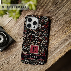 Aanpasbare Zwarte Bloemige Rood Witte Gele Bloemen iPhone 15 Pro Max Case