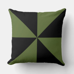 Aanpasbare Zwarte/Olijfgroene Pinwheel Kussen