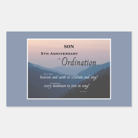 Aanpassen, 5e Jubileum Ordination Rechthoekige Sticker (Voorkant)