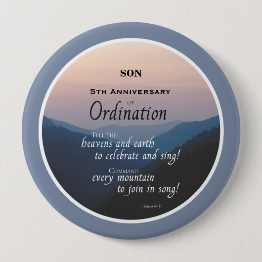 Aanpassen, 5e Jubileum Ordination Ronde Button 4,0 Cm (Voorkant)