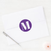 Aanpassen aantal initialen monogram paars wit ronde sticker (Envelop)