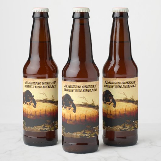 Aanpassen Alaskan Grizzly Golden Ale Gedetailleerd Bier Etiket (Flessen)