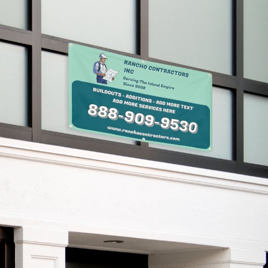 Aanpassen Algemene Aannemer Jobsite Advertentie Spandoek (Buitenkant Gebouw)