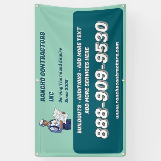 Aanpassen Algemene Aannemer Jobsite Advertentie Spandoek (Verticaal)