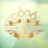 Aanpassen Algemene Gouden Kapperszaak Haar Salon V Raamsticker (Vel 3)