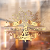 Aanpassen Algemene Gouden Kapperszaak Haar Salon V Raamsticker (Vel 2)