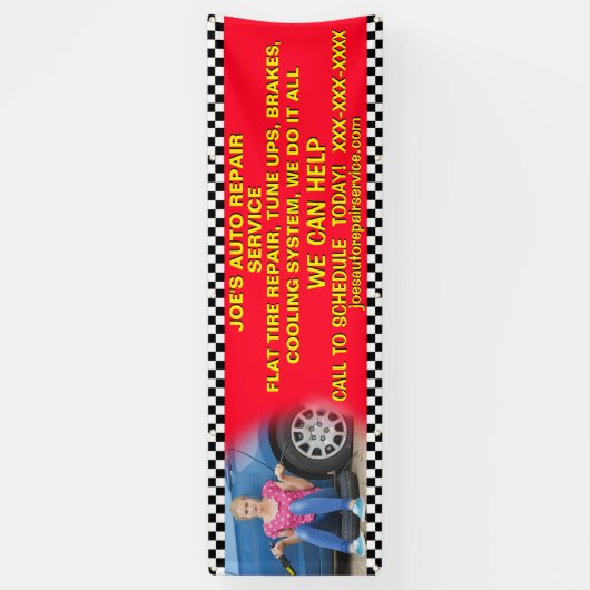 Aanpassen Auto Reparatie Remmen Tune Ups Koelsyste Spandoek (Verticaal)