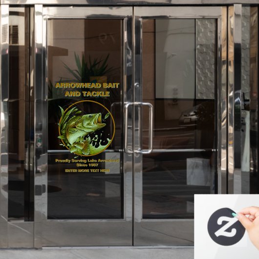 Aanpassen Bait Tackle Shop Largemouth Bass Lure Raamsticker (Kantoordeur)