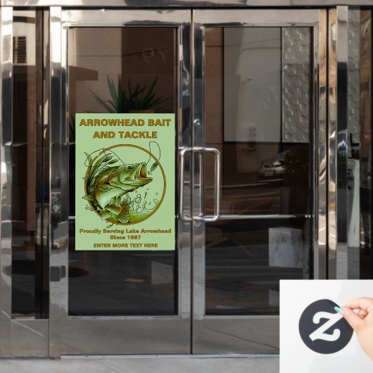 Aanpassen Bait Tackle Shop Largemouth Bass Lure Raamsticker (Kantoordeur)
