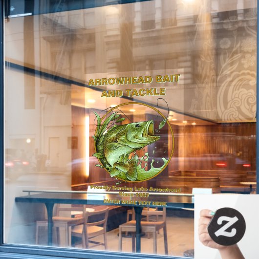 Aanpassen Bait Tackle Shop Largemouth Bass Lure Raamsticker (Cafe Raam)