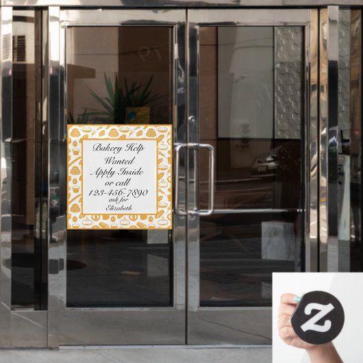 Aanpassen Bakkerij Help Gezochte Baker Baking Chef Raamsticker (Kantoordeur)