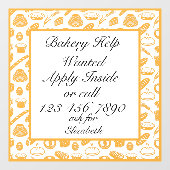 Aanpassen Bakkerij Help Gezochte Baker Baking Chef Raamsticker (Vel)