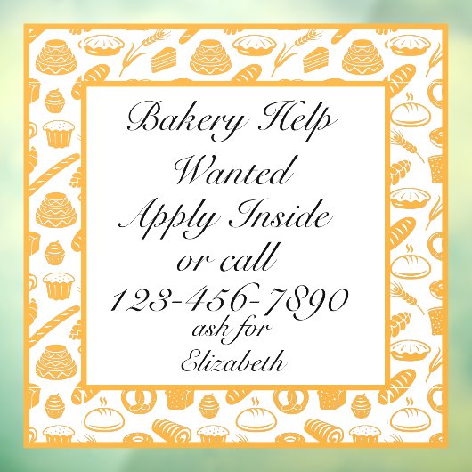 Aanpassen Bakkerij Help Gezochte Baker Baking Chef Raamsticker (Vel 3)
