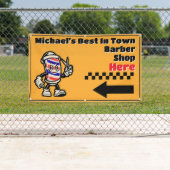 Aanpassen Barber Shop Here Pijl Sla linksaf Promo Spandoek (Insitu)