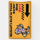 Aanpassen Barber Shop Here Pijl Sla linksaf Promo Spandoek (Verticaal)