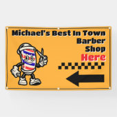 Aanpassen Barber Shop Here Pijl Sla linksaf Promo Spandoek (Horizontaal)
