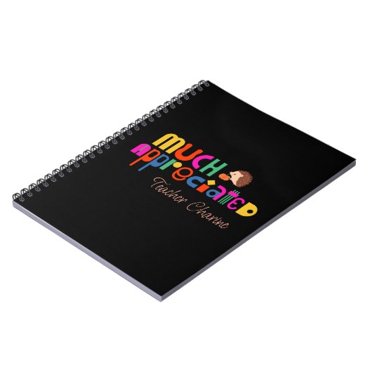 Aanpassen Bedankt thema kleurrijke tekst op zwart Notitieboek (Linkerzijde)